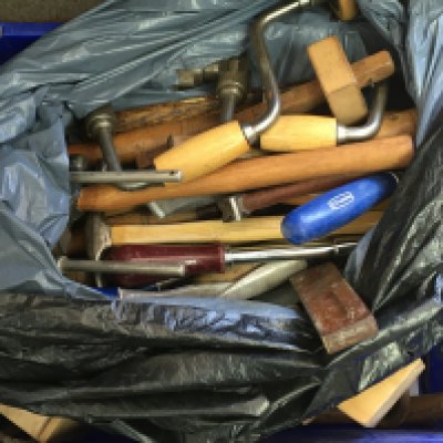A large collection of various vintage woodworking tools including Stanley, Mapples etc. This lot cannot be posted