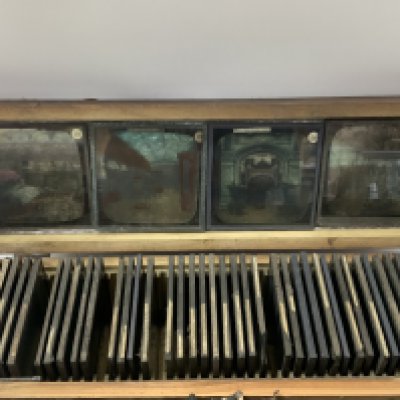 4 boxes of vintage glass slides including 1880 Paris Exhibition slides. (D)