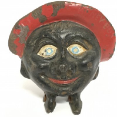 A Vintage Cast Iron Save and Smile Money Box. Postage category B