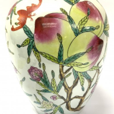 A cantonese porcelain jar with fruits. 31cm. (D) NO RESERVE
