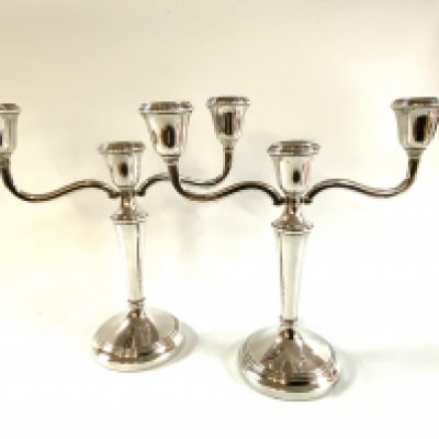 A pair of hallmarked silver candelabra, Birmingham 1970, A Chick & Sons Ltd.