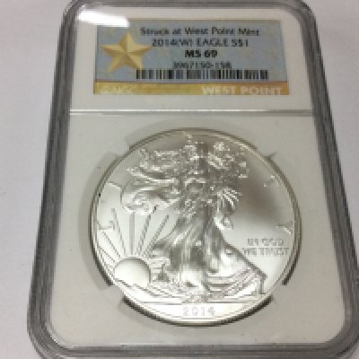 2014 1oz silver dollar. Graded MS69.