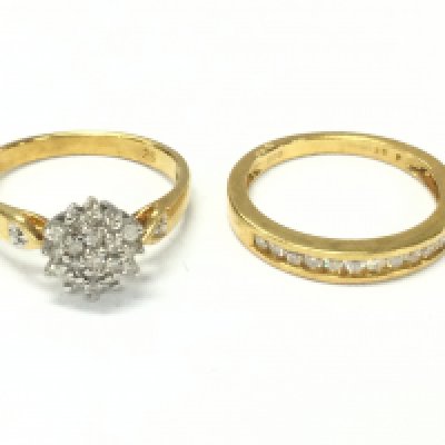 Two 18ct gold diamond rings. Sizes M and N approximately 6.7g