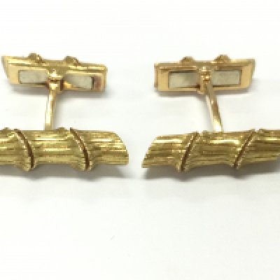 A pair of 18ct gold bamboo design cufflinks. 13.91g