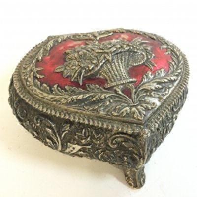 A silver 800 jewellery box . Approximately 6cm tall 12cm wide