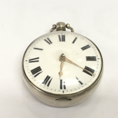 A silver pair cased pocket watch, London hallmarks. Shipping category A.