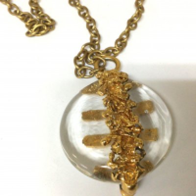 A modern design glass and gold plated necklace by Jacob Hull Denmark. NO RESERVE