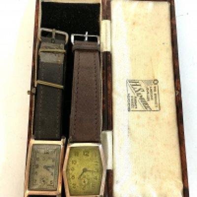 2 vintage gold cased gents dresss watches,