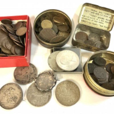 A collection of mixed British and world coins.
