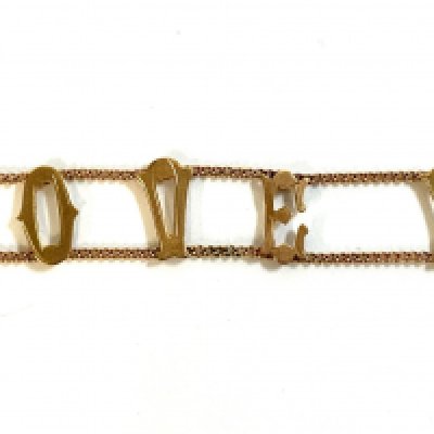 a vintage 9ct gold I LOVE YOU bracelet. (A)