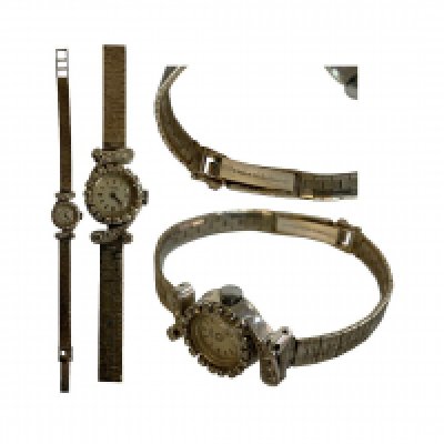 An 18ct Giraud Perregaux white gold and diamond set ladies cocktail watch with 9ct gold strap. 21.9g (A)