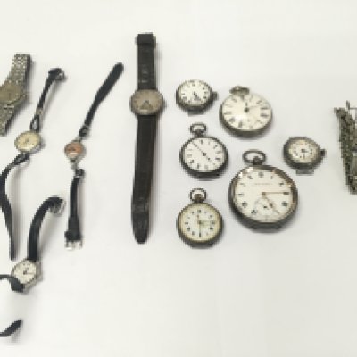 A Collection of assorted watches and pocket watches including a number of silver examples.