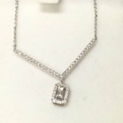 A 18ct white gold diamond solitaire necklace.