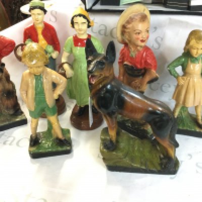 A collective lot of assorted ceramics including a German Shepard figurine. Postage D