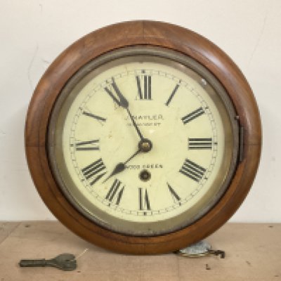 A late 19th century wall clock, J Nayler 163 High Road ,Wood Green. This lot cannot be Posted
