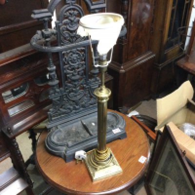 A brass table lamp. 65cm to top of the bulb.