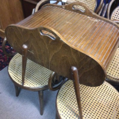A modern mid 20th century design sewing box.
