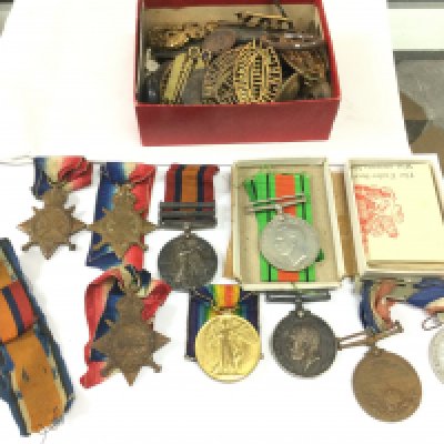 A collection of first and Second World War medals.