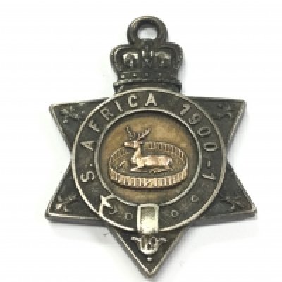 A rare Boer War silver and gilt Derby Tribute Medal 1901-02, six-pointed star. Presented to Serg.D.Holland 1st Vol Batt Derby. Postage category A