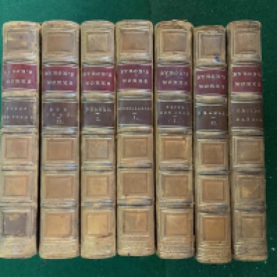 Byron's Works, Lord Byron, Published by John Murray, London, 1853 7 volumes. Tan leather binding.
