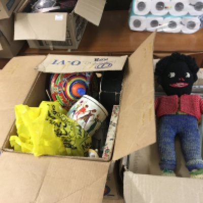 A collection of vintage items including costume jewellery, small heart shaped silver hallmarked picture frame, Chad Valley spinner,