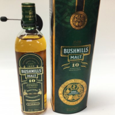 A bottle of Bushmills 10 years single malt whiskey. 400th anniversary 700ml sealed and boxed.
