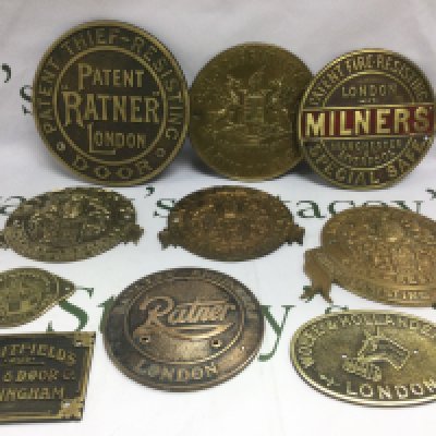 A collection of safe plaques. Shipping category D.