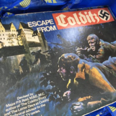 A collection of vintage boxed board games including Dungeons and Dragons fantasy adventure board game, Escape from Colditz, Monopoly US navy edition, Hangman, Sorry etc. lot also includes boxed Keystone Everflash 10 camera. Postage category C