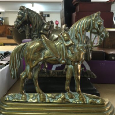Brass Victorian horse door stops