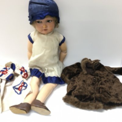 A German made vintage composition doll. Approximately 60cm. Postage B