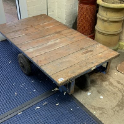 An industrial flat bed trolley, 122cm x 68cm