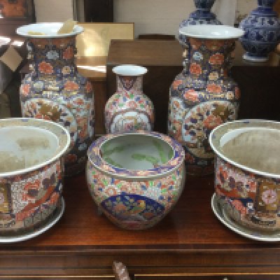 Six Oriental vases of various shapes and sizes, tallest approx 48cm. Shipping category D.