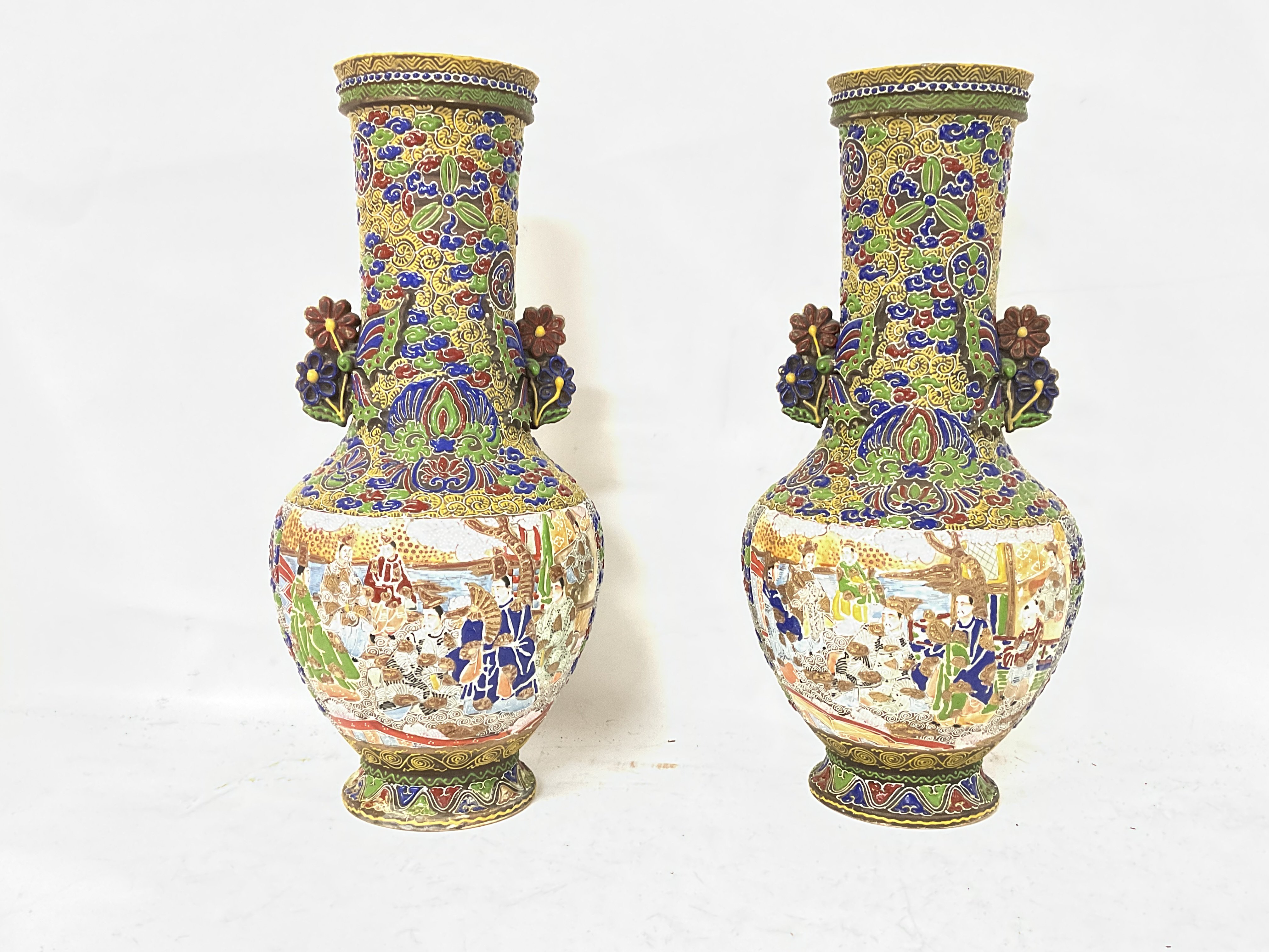 Withdrawn - Japanese vases (pair circa 1920). Approx 42cm tall