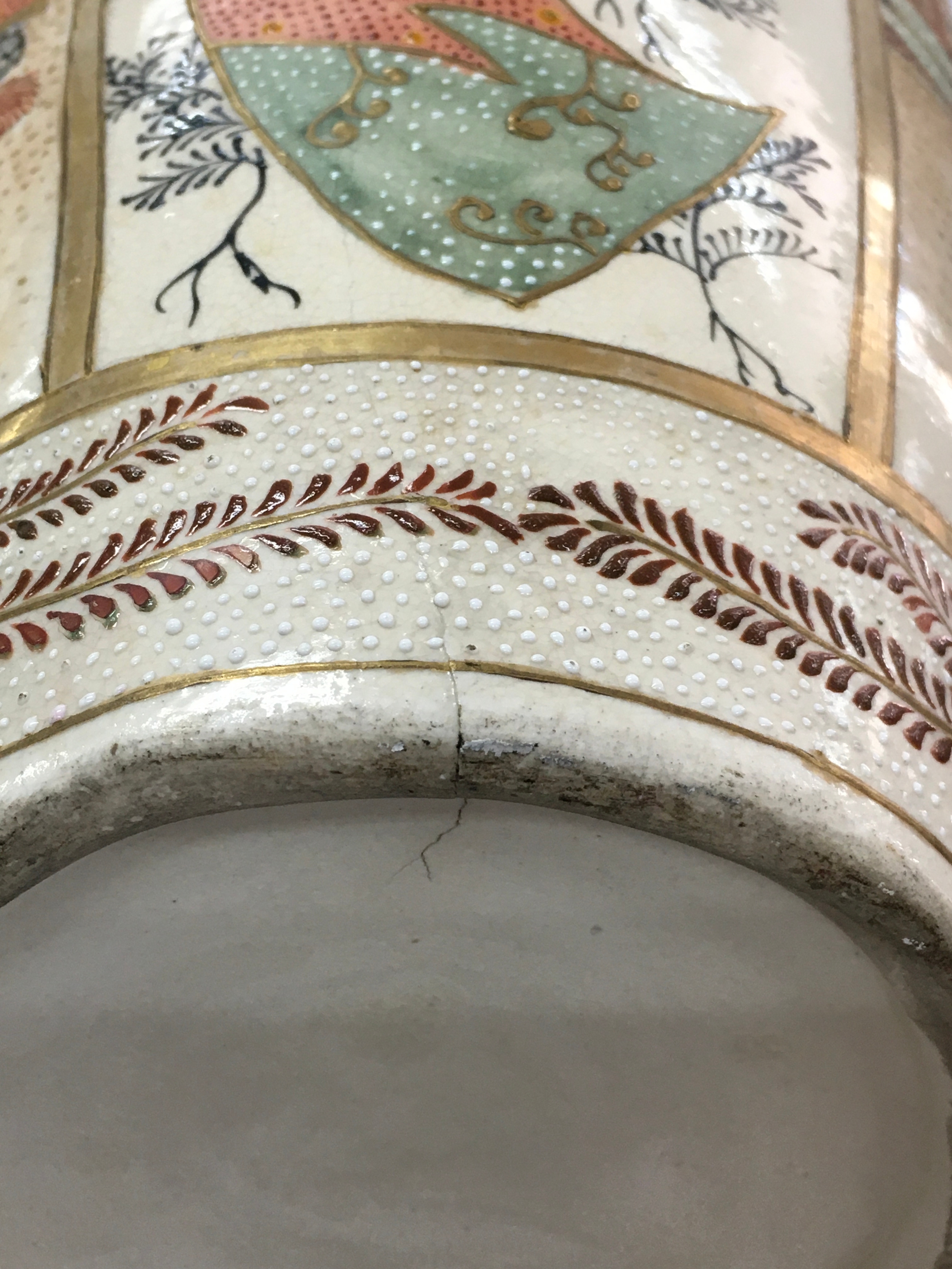 Matched pair of Japanese Satsuma earthenware vases. 