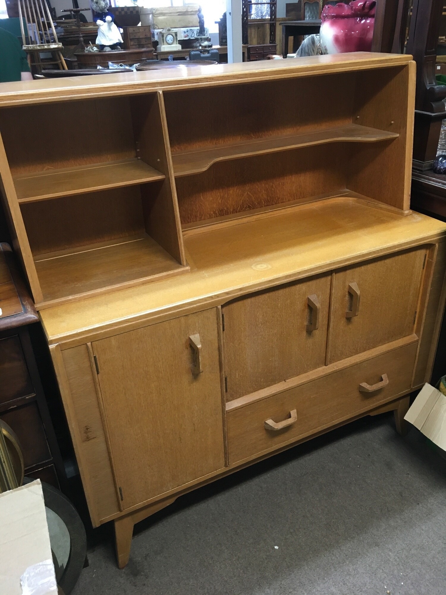 A teak sideboard, approx 121cm x 132cm x 45cm.