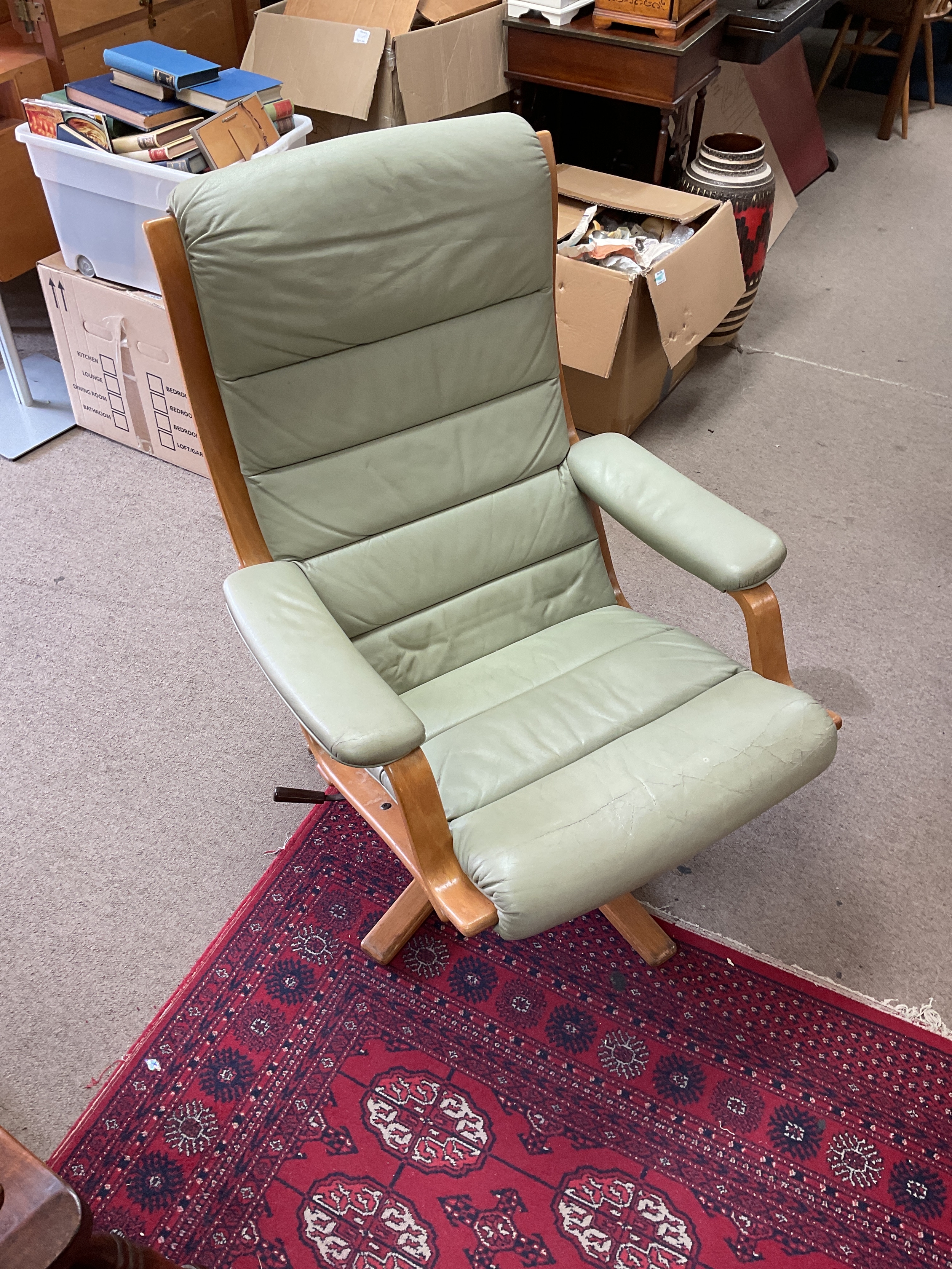 Clean example of vintage Swedish design leather Gote Mobler armchair, with original sticker to the underside.