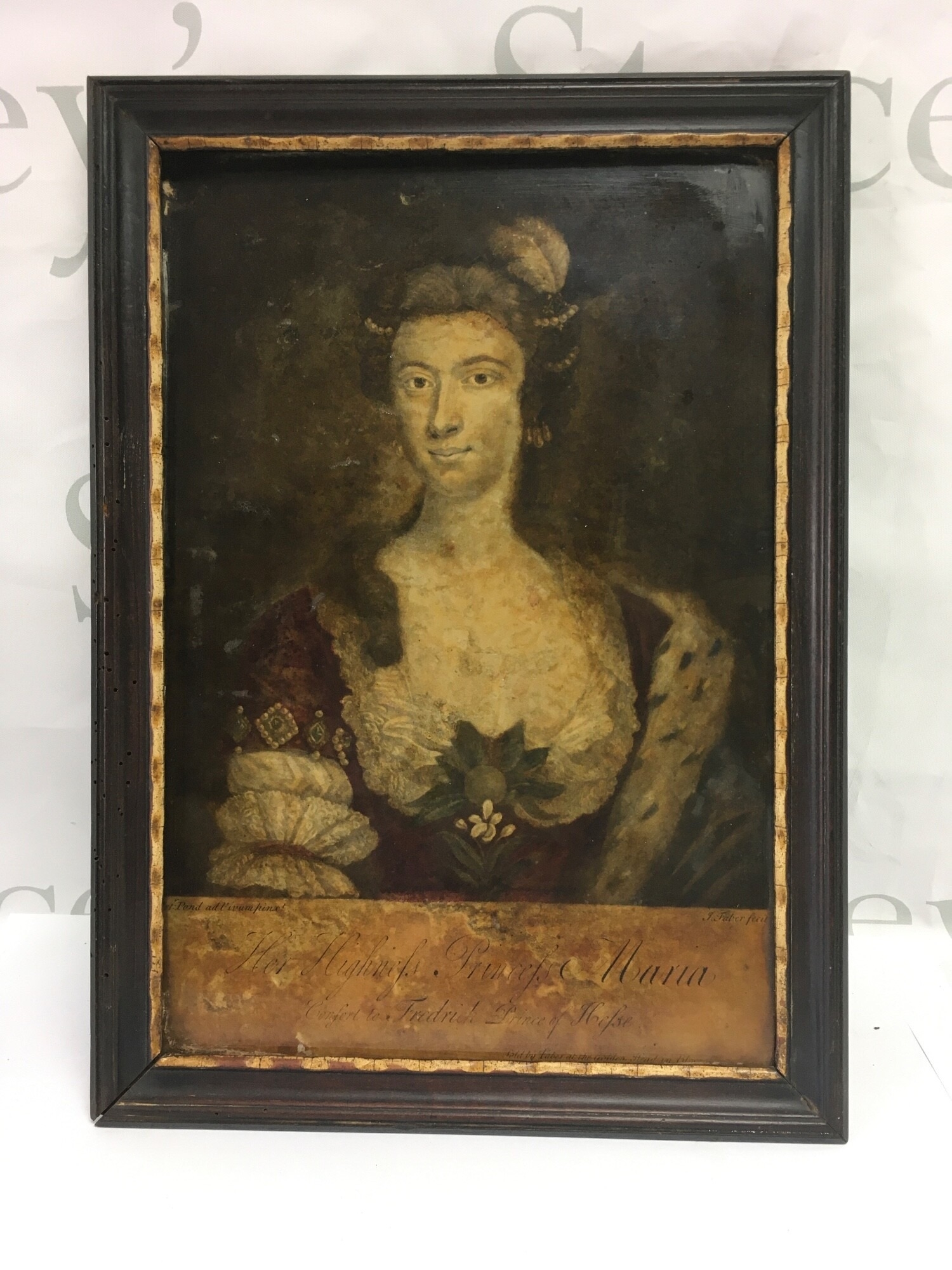 A portrait painting of Princess Maria consort to Fredrick, Prince of Hoefs, approx 27cm x 37cm. NO RESERVE