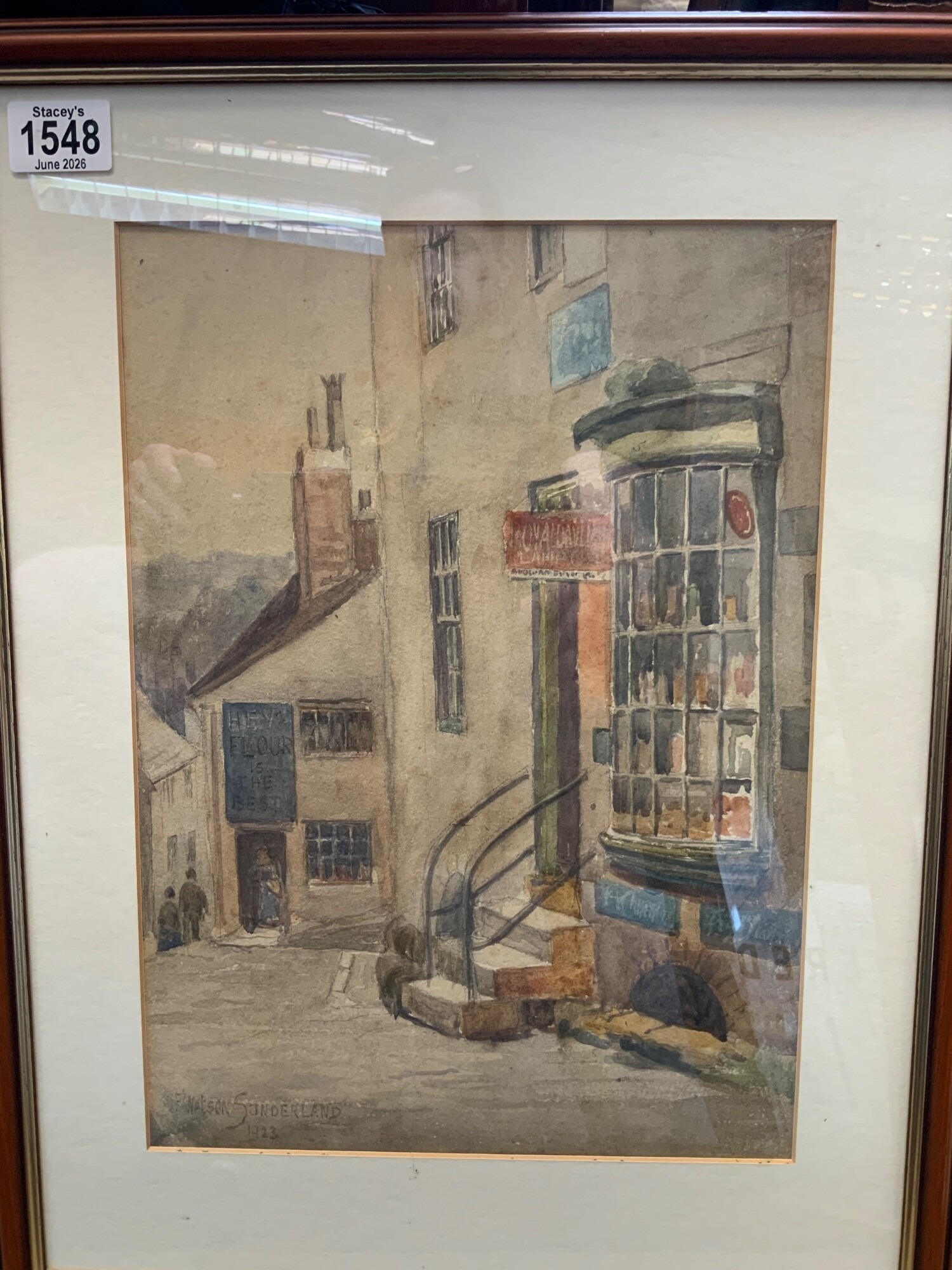A framed Frances Watson Sunderland watercolour street scene. Dated 1923 NO RESERVE