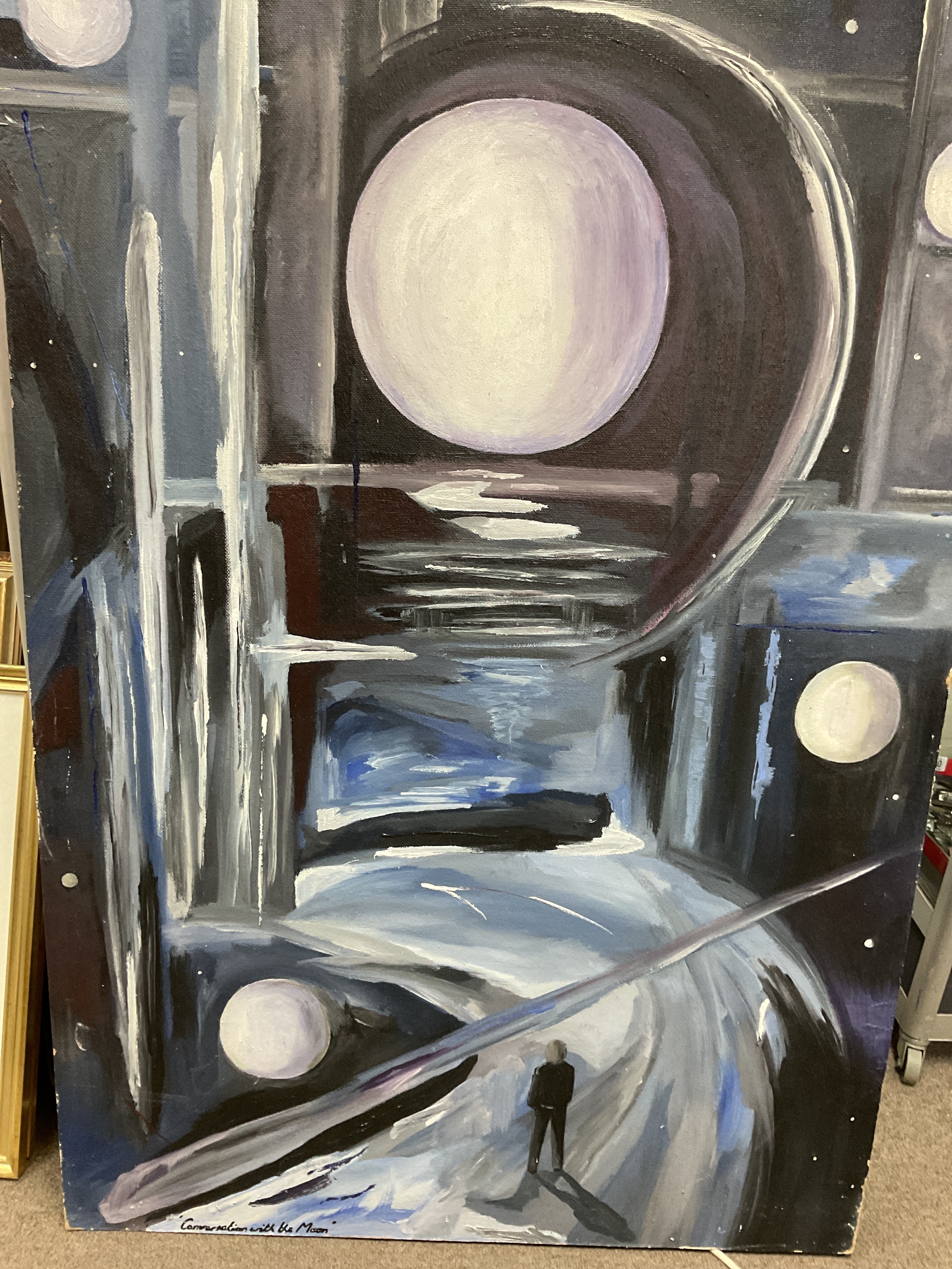 Joel S Dickens, (1974-), "Conversation with the moon", 137 cm x 91cm.