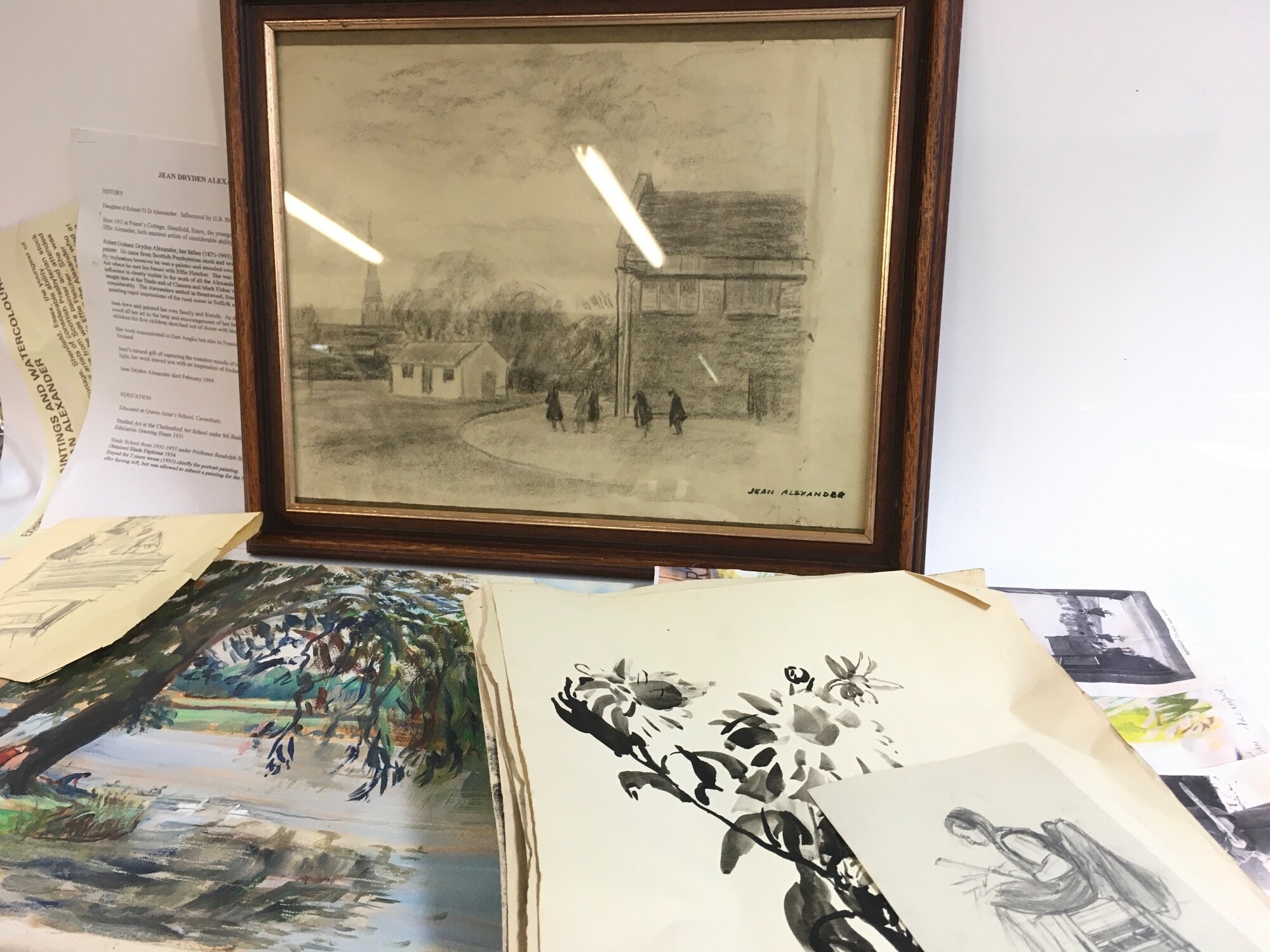 A good collection of sketches by Jean Alexander (1911-1994) includes local scened, portraits, still life etc (Believed to be her college works)