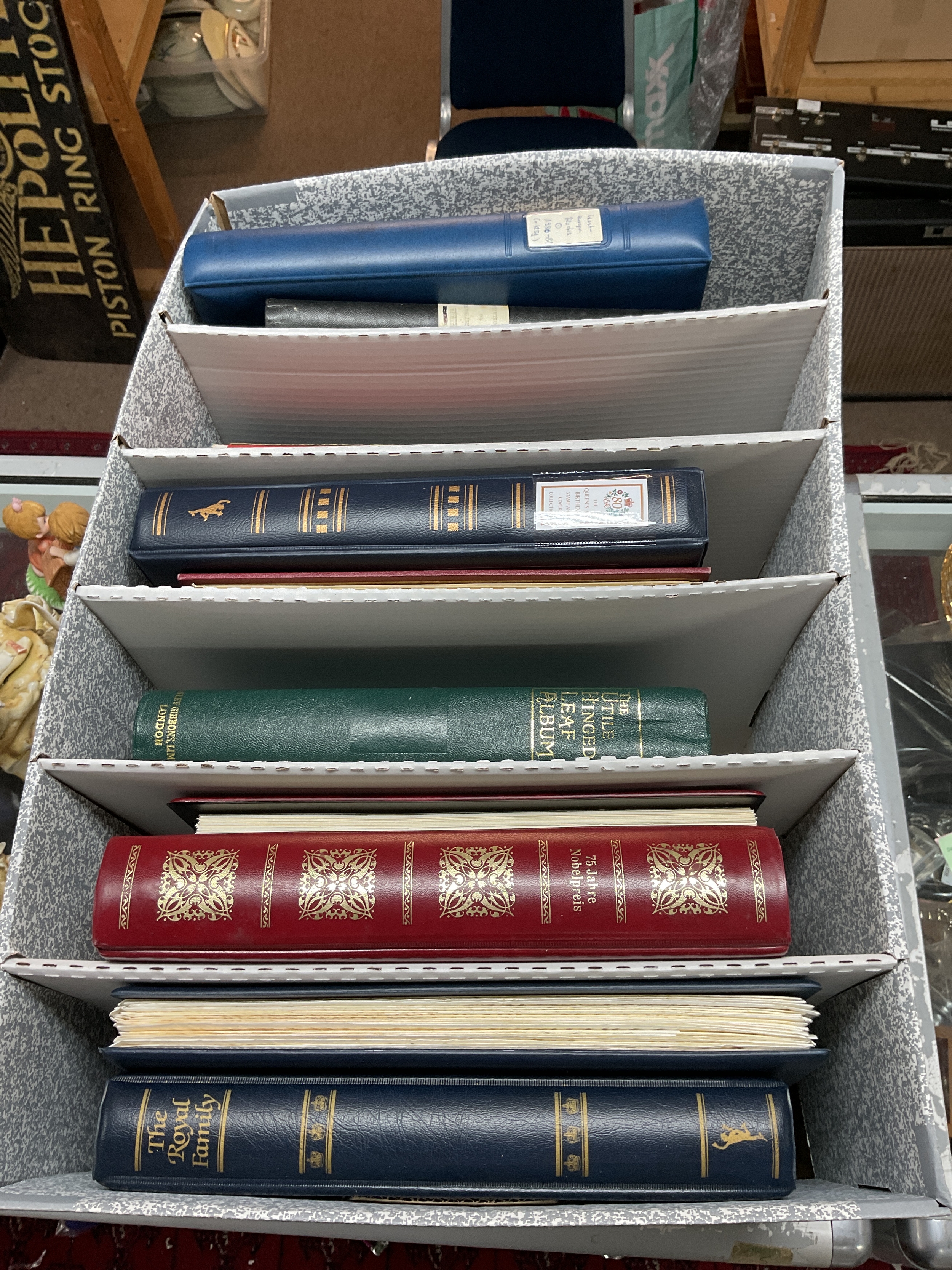 Large box of mixed stamps and albums.
