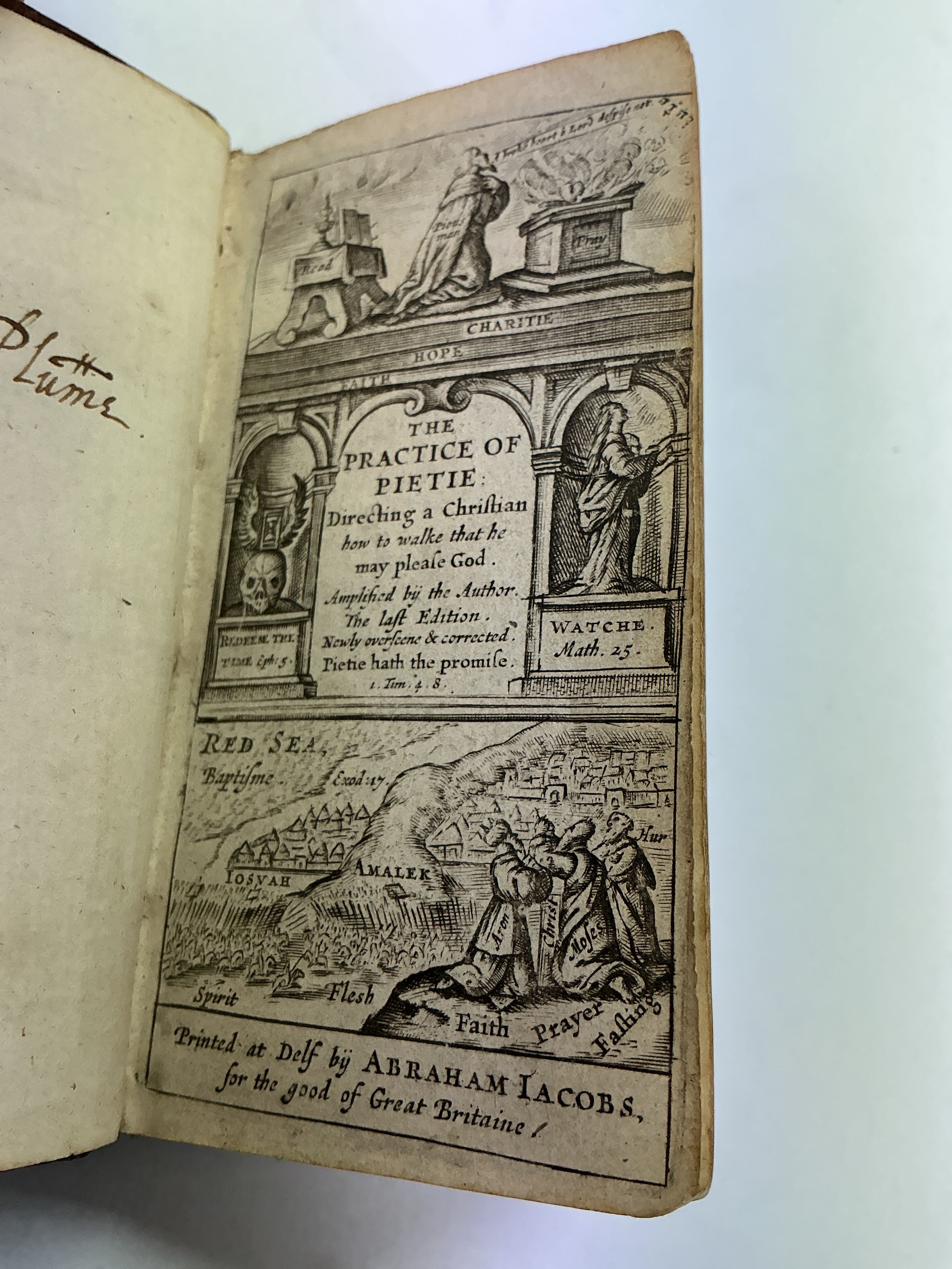 A circa 1600s, possibly between 1660 - 1685, small leather bound devotional book The Practice Of Piety.