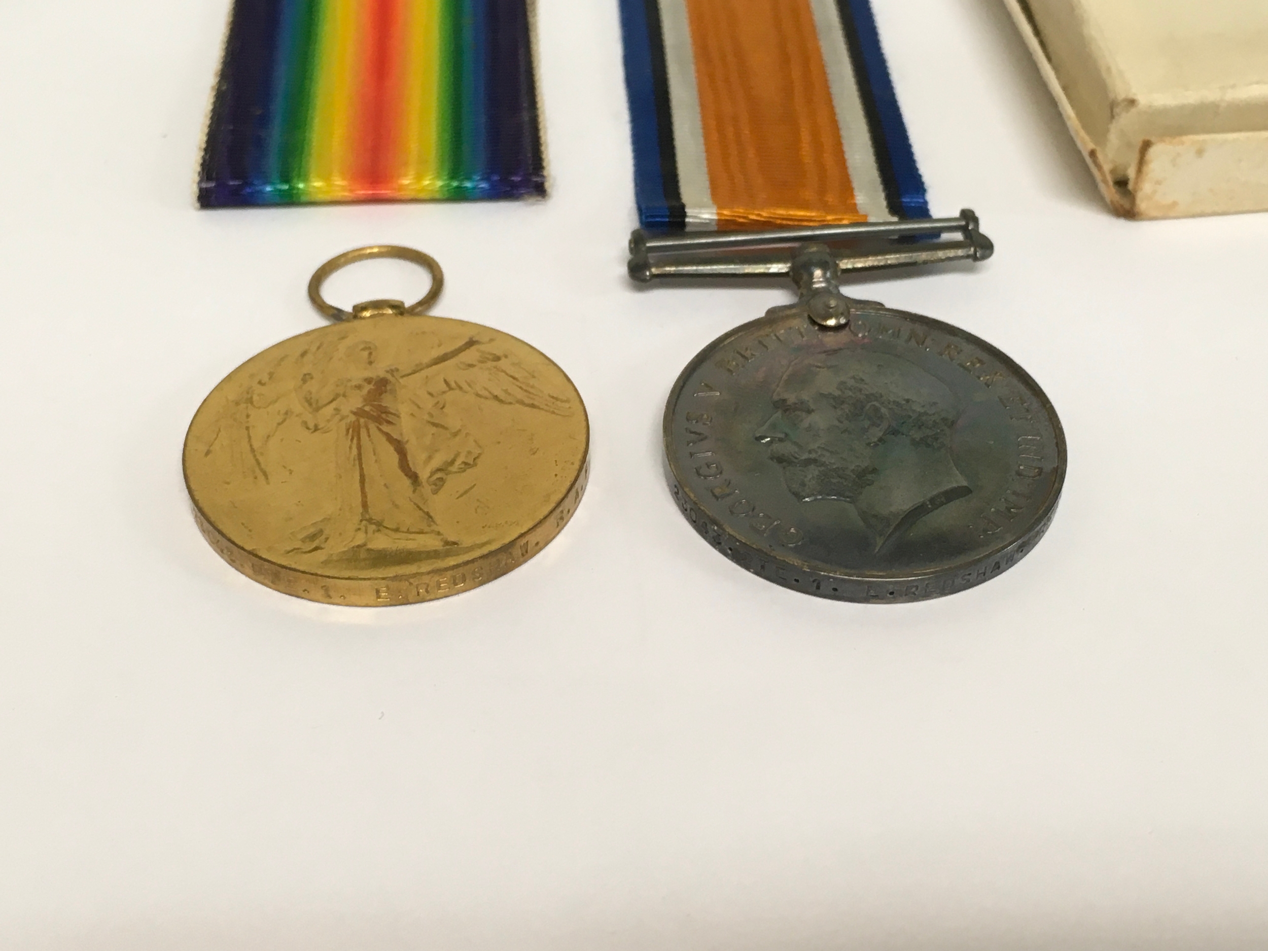 A pair of World War 1 medals E Redshaw RAF