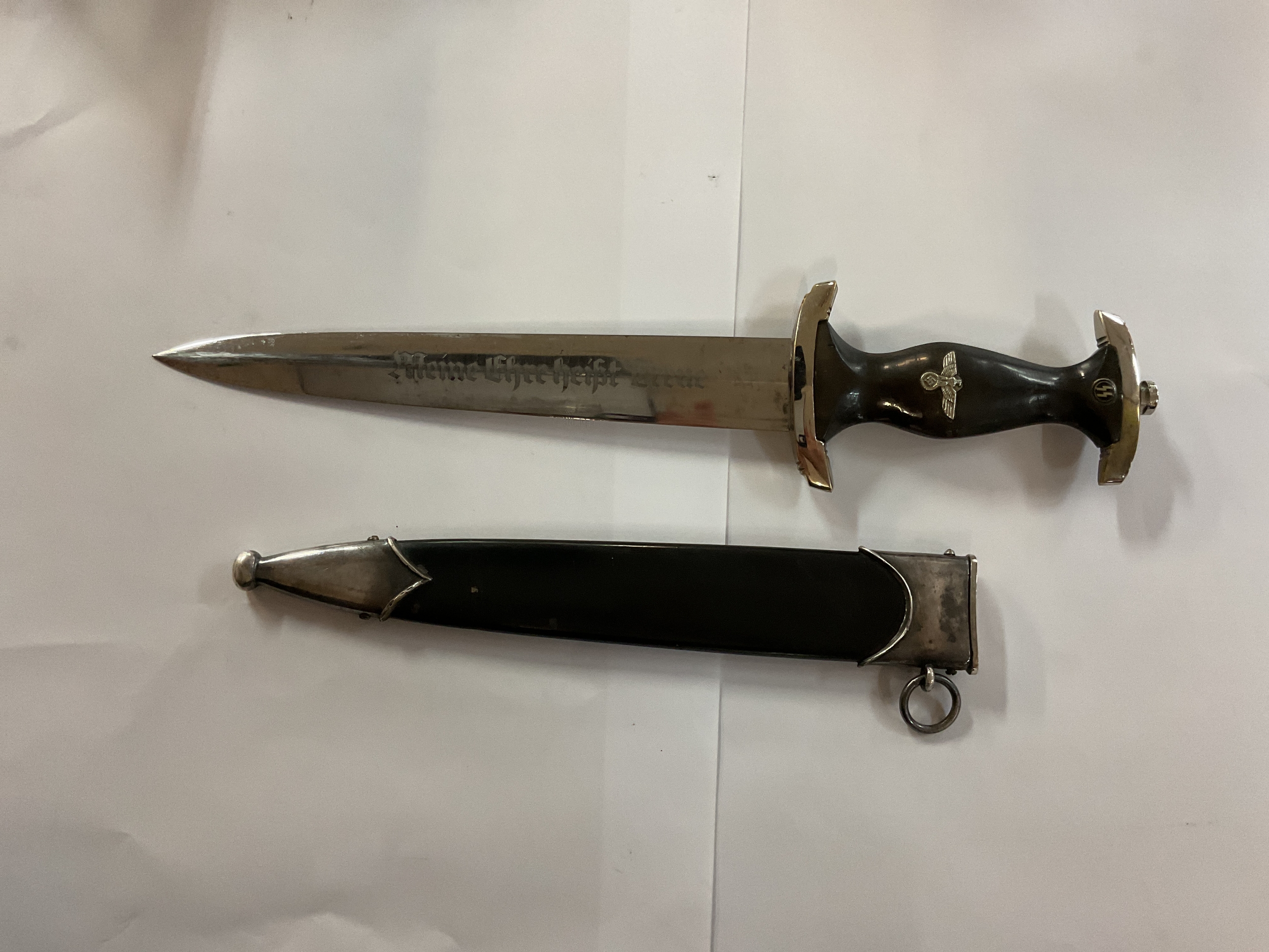 WWII German SS man's dress dagger, maker marked for RZM 1052/38SS.
