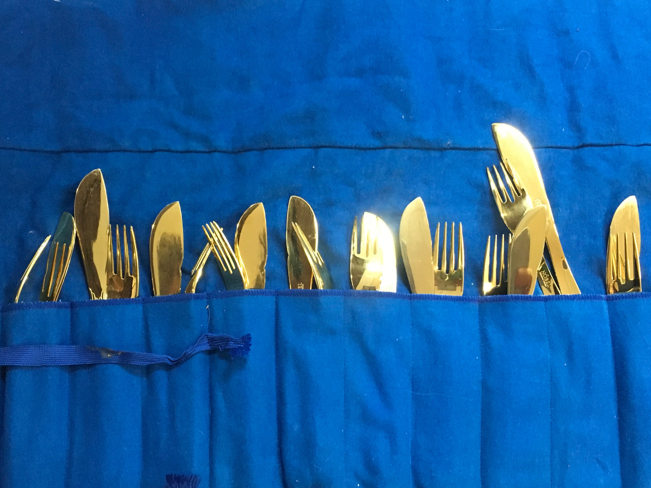 Gilt cutlery, fish design Nobel Gunnar Cyren Gense. No reserve