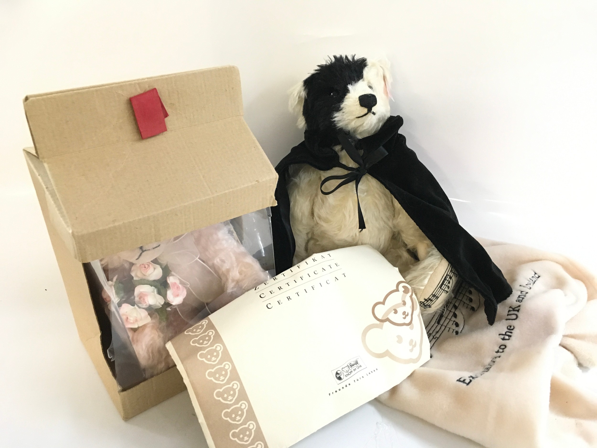 Two Steiff bears , a limited edition 'Phantom of the Opera' musical bear and a 'Thank you Mum' bear