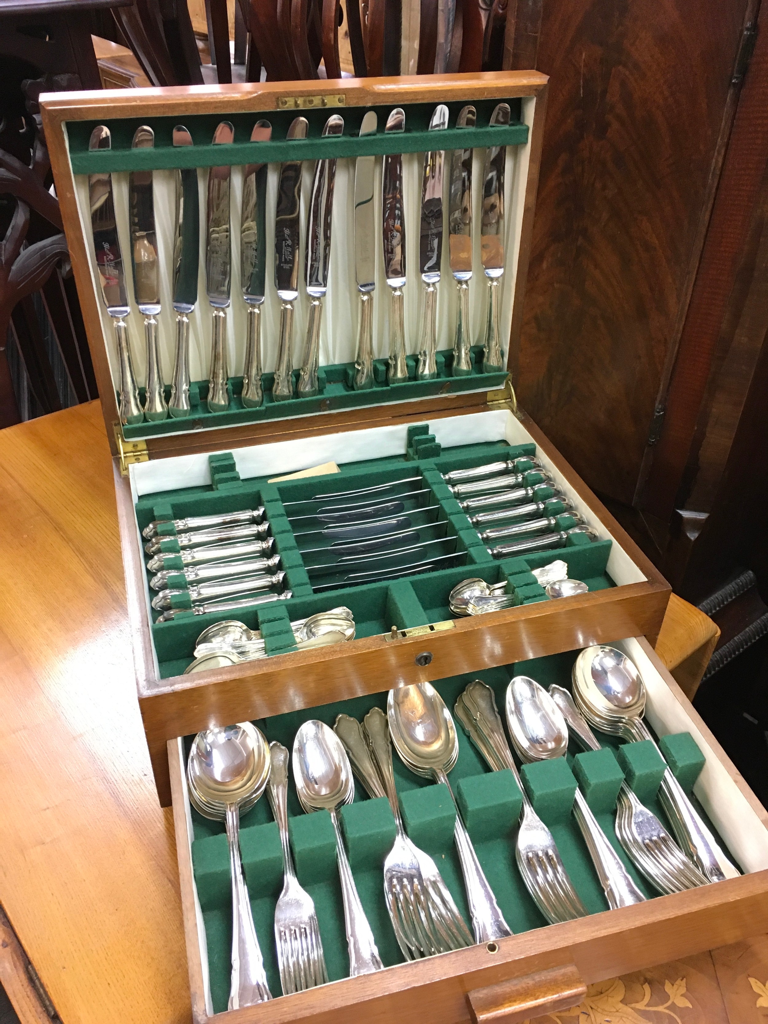 A canteen of cutlery, Thos R.Hall Sheffield make stainless steel
