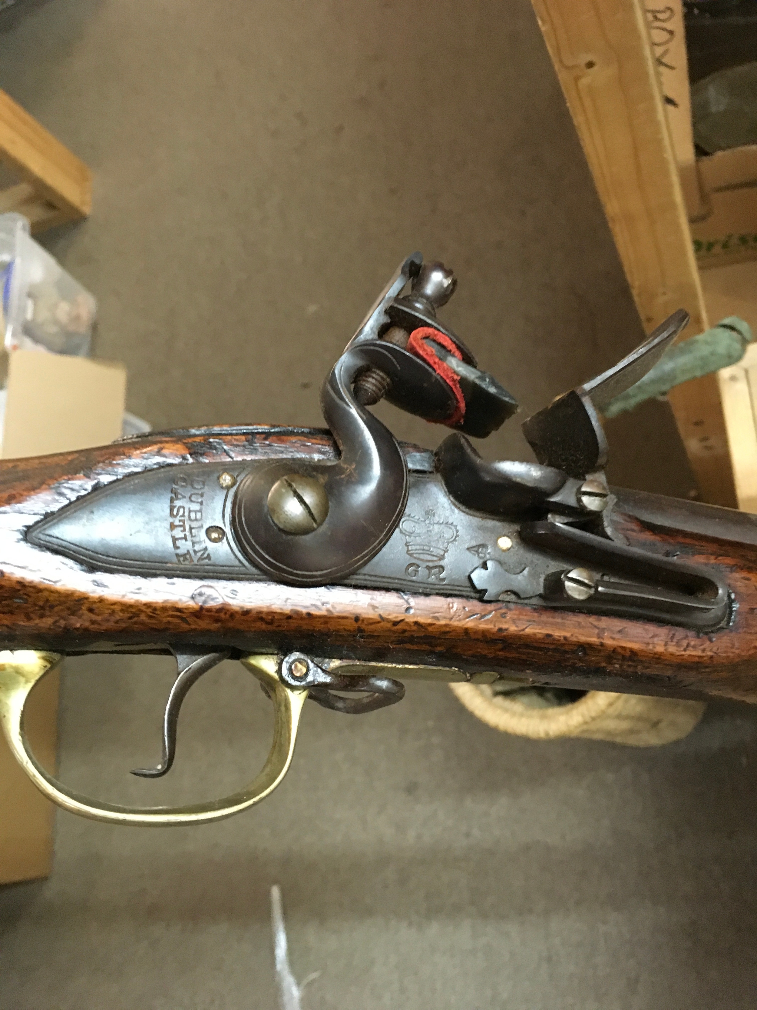 British brown Bess flintlock musket, the standard military long arm used by British forces from the 1720s through the 1840s.