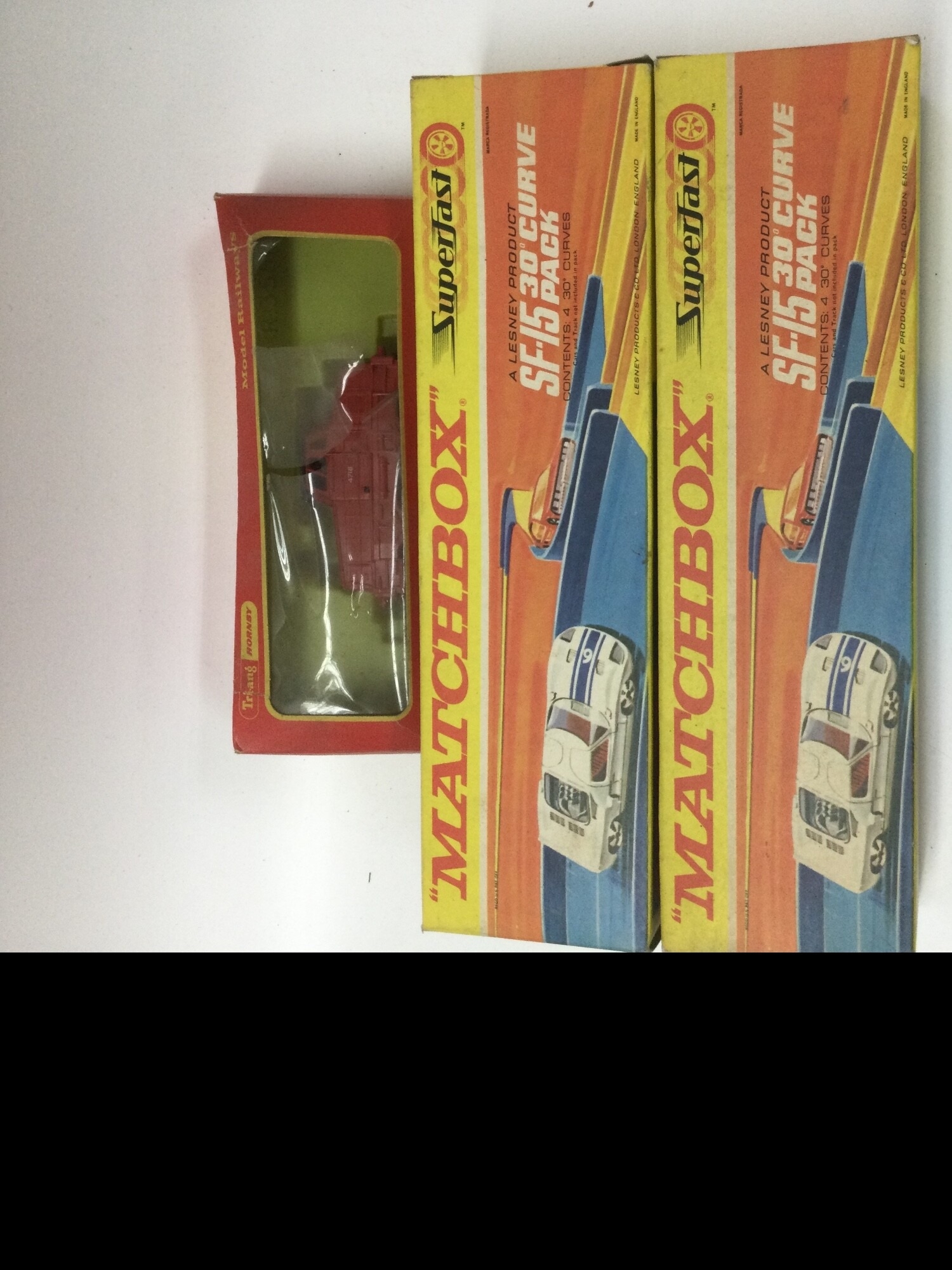 2 match box speed kings. Early 1970s - this red box style is the iconic speed kings range produced in 1970s. A rovex tri-ang late 1960s - early 1970s. Both are classic British toys from the golden era of die-cast and slot racing. NO RESERVE