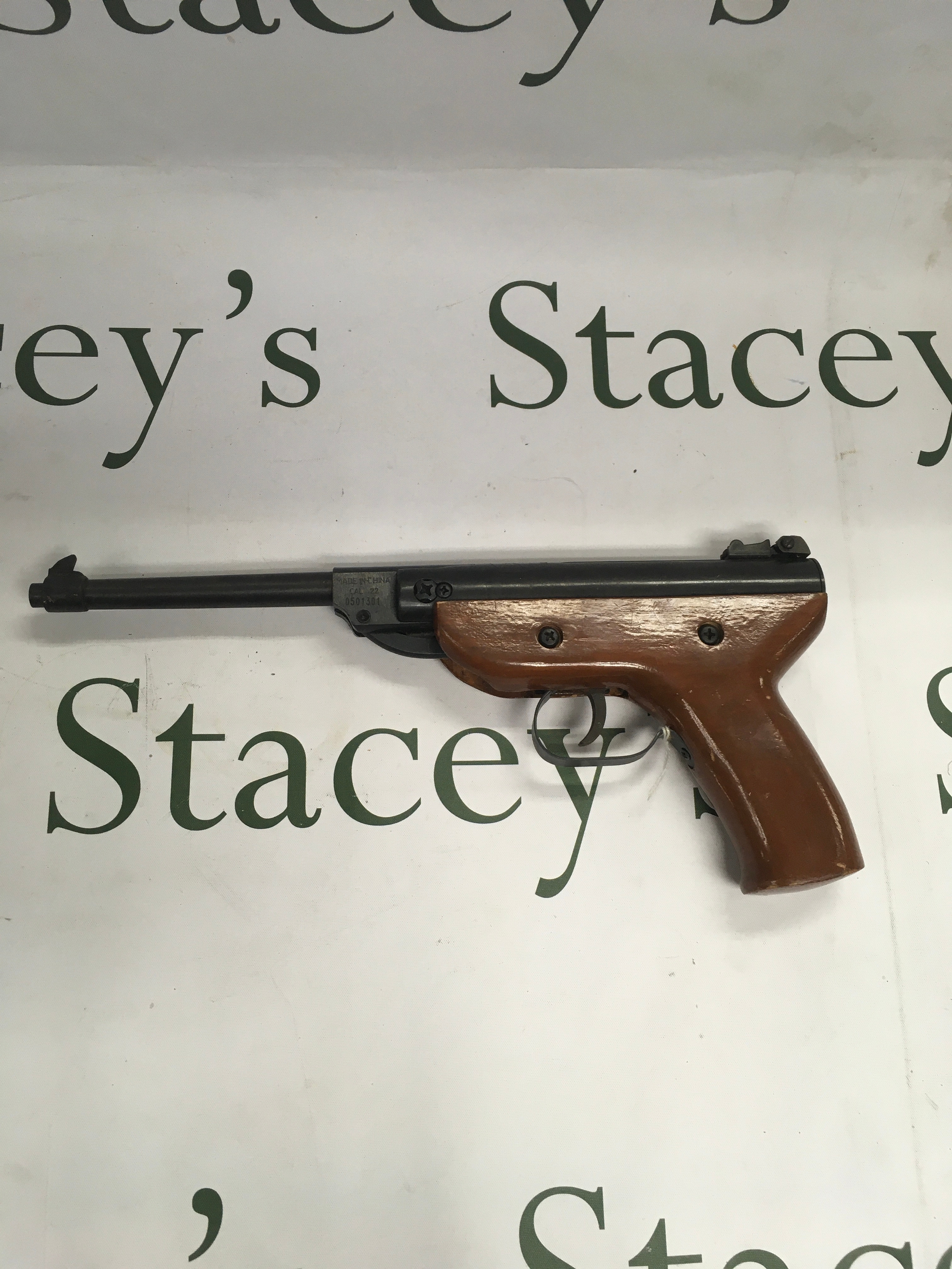 A spring pistol break barrel air pistol.